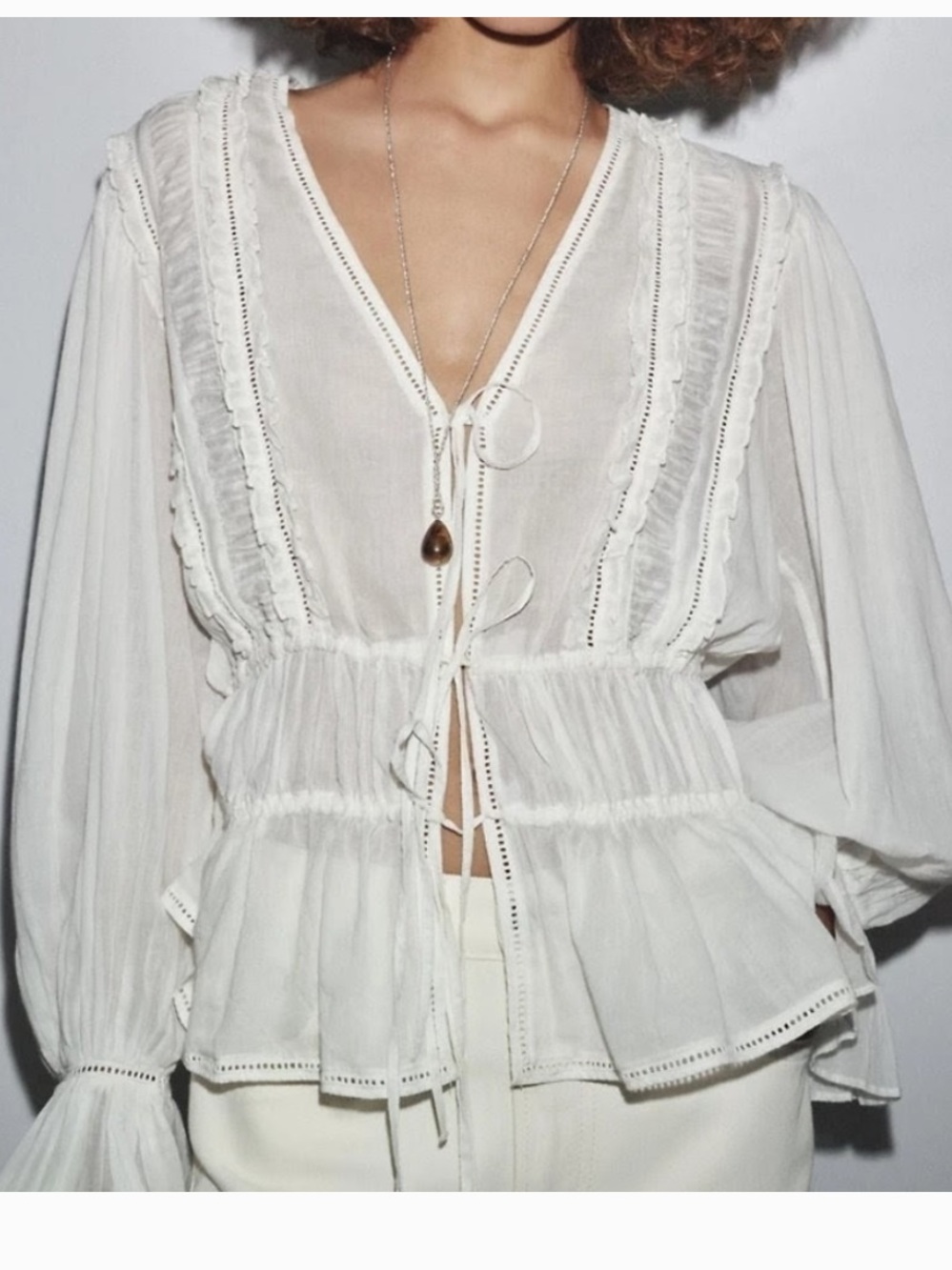 Zara NWT ruffled peasant blouse 7521/242